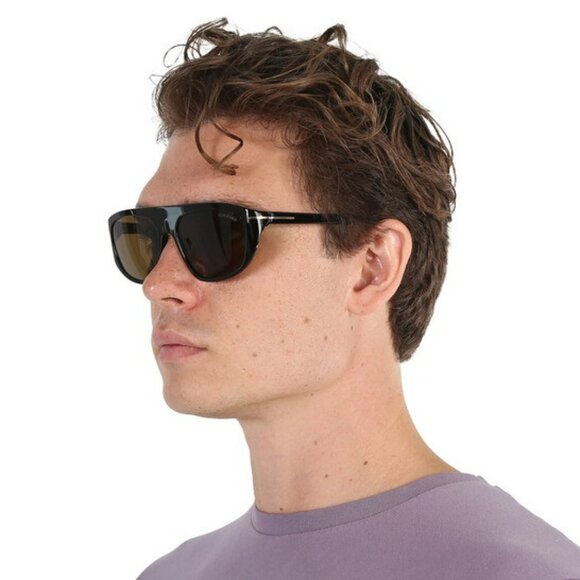 Tom Ford EDWARD-02 FT1002/S 01J Women’s Pilot Sunglasses Black Roviex main image 12